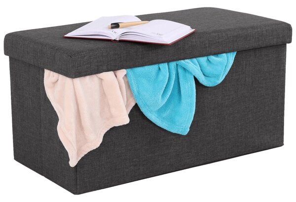Taburet ORELIA, pliabil, carton dur/material textil, gri, 76x38x38 cm