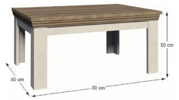Masuta cafea ROYAL LN, pin nordic/stejar salbatic, PAL, 90x60x50 cm