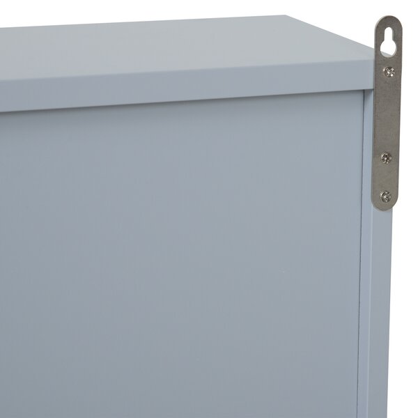 Dulapior de Baie de Perete cu Usa Dubla din Sticla cu Raft Reglabil, Gri,48x14.5x45cm HOMCOM | Aosom Romania