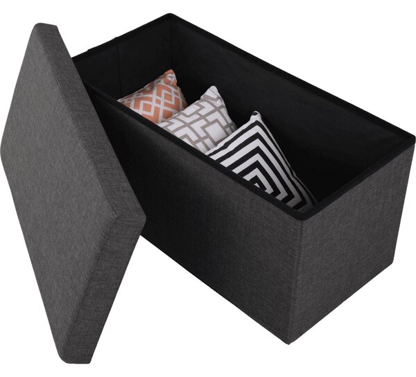 Taburet ORELIA, pliabil, carton dur/material textil, gri, 76x38x38 cm