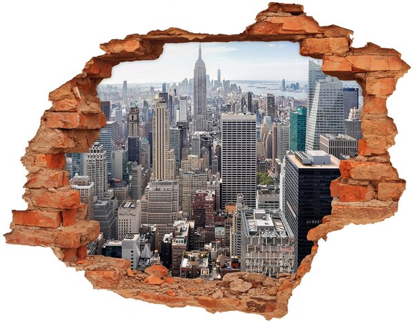 Fototapet un zid spart cu priveliște New York