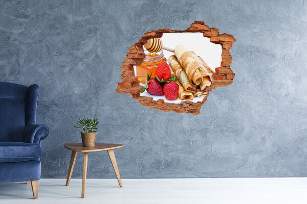 Autocolant un zid spart cu priveliște Clătite delicioase cu căpșuni