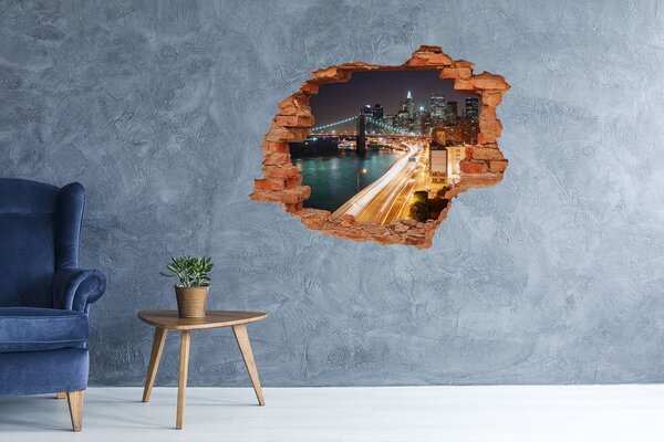 Fototapet 3D gaură în perete Vedere a orașului New York noaptea