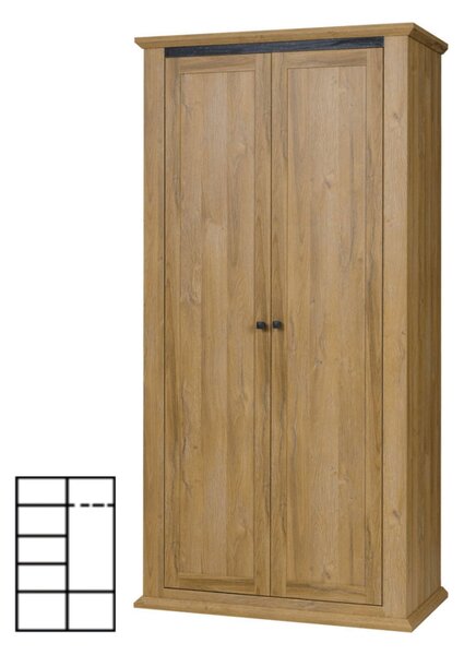 Dulap haine LEON combinat MZ2, stejar grand, 100x54x200 cm, 2 usi