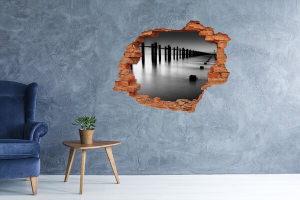Autocolant gaură 3D Un dig scufundat într-un decor monocromatic