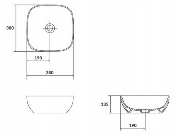 Cersanit Larga, chiuveta blat 38x38x13,5 cm, maro mat, K677-058