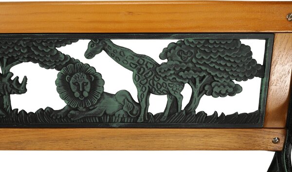 Banca gradina NADAZA, pentru copii, lemn/metal, negru/natural, 82x40x48 cm
