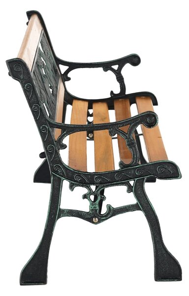 Banca gradina NADAZA, pentru copii, lemn/metal, negru/natural, 82x40x48 cm