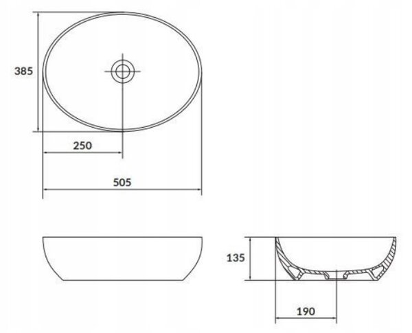 Cersanit Larga, chiuveta blat 50,5x38,5x13,5 cm, maro mat, K677-052