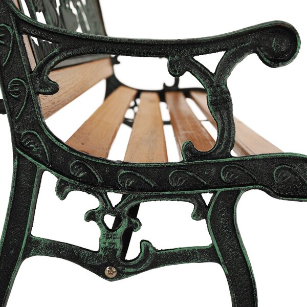 Banca gradina NADAZA, pentru copii, lemn/metal, negru/natural, 82x40x48 cm