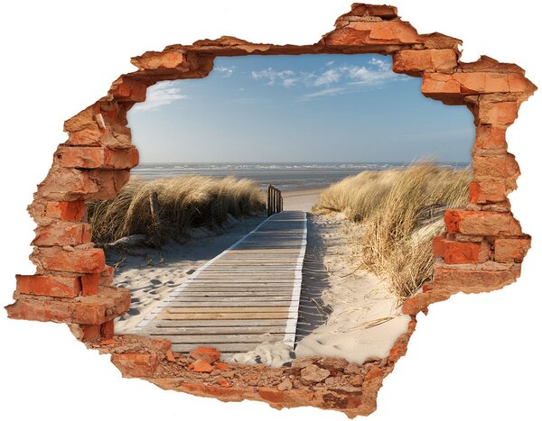 Fototapet un zid spart cu priveliște Calea către plajă