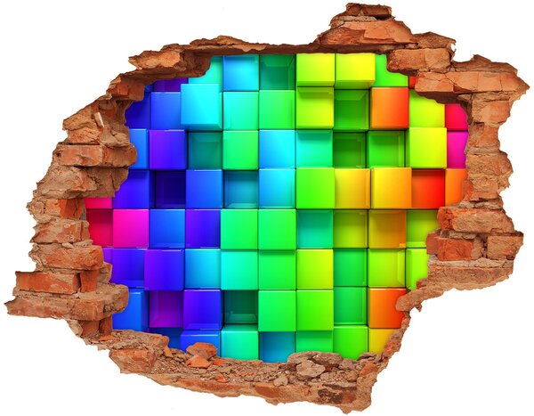 Fototapet 3D gaură în perete Perete colorat Tetris