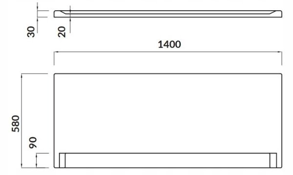 Cersanit Lorena, panou cada 140cm, stanga/dreapta, alb, S401-066