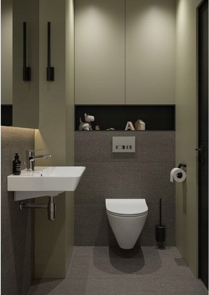 Cersanit Mille Plus CleanOn, vas WC montat pe perete 500x360x365 mm + scaun din duroplast cu inchidere lenta, alb, S701-454