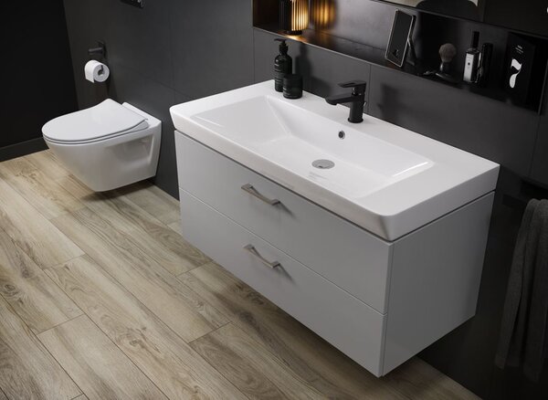 Cersanit Mille Slim, set dulap de perete și chiuvetă 505x380x515 mm, alb lucios, S801-321-DSM
