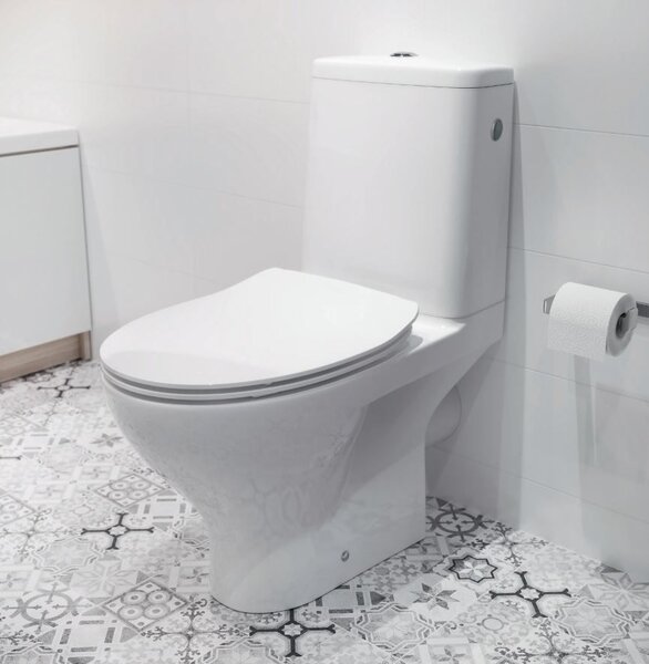 Cersanit Moduo - WC Kombi pile spate 3/5 CLEAN ON+Scaun WC duroplast SLIM, Alb, K116-001