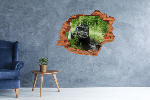 Autocolant un zid spart cu priveliște Aventură off-road în pădure