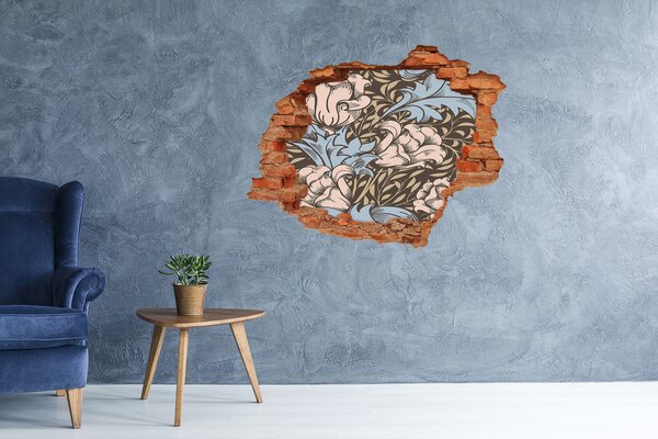 Fototapet 3D gaură în perete Gaură în model floral de perete