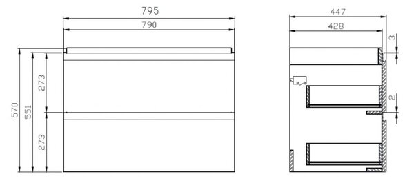Cersanit Moduo SET, set dulap 80x45x57 cm + chiuveta 80 cm, alb lucios, S801-221-DSM