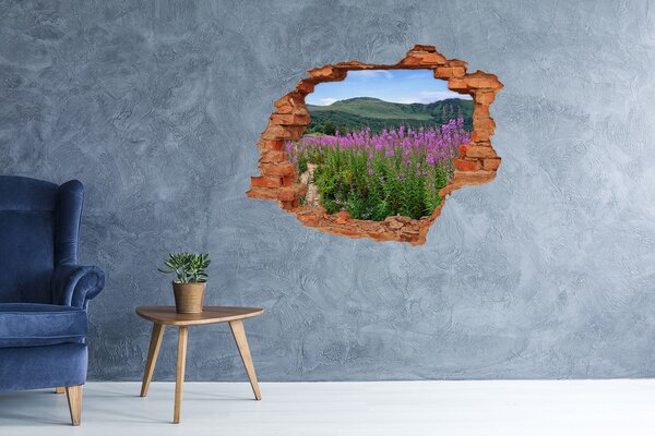 Autocolant 3D gaura cu priveliște Peisaj floral în munți