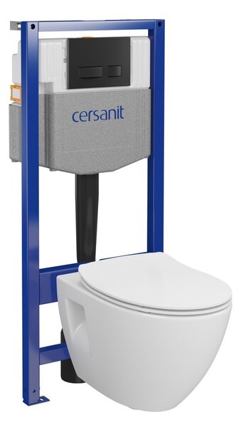 Cersanit Moduo, cadru încastrat System50 MECH + vas de toaletă suspendat Moduo Plus CleanOn + buton negru MOVI II, S701-766