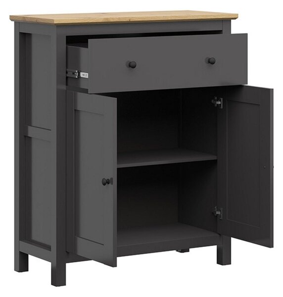 Comoda HESEN, gri grafit/stejar artizanal, PAL, 101x44x121 cm