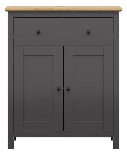 Comoda HESEN, gri grafit/stejar artizanal, PAL, 101x44x121 cm