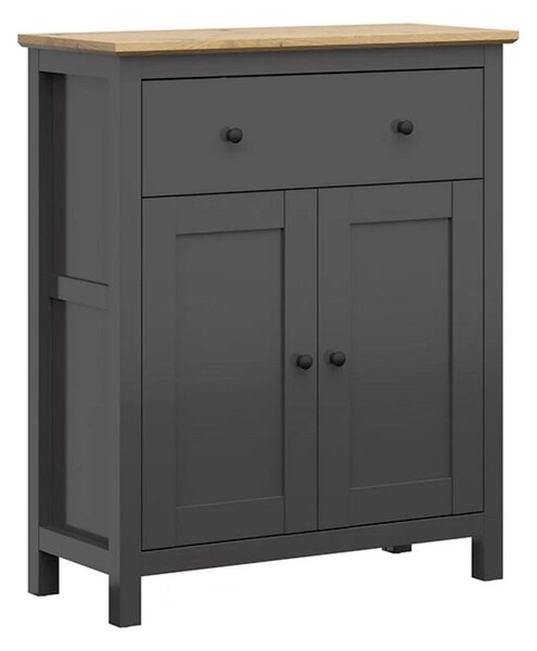 Comoda HESEN, gri grafit/stejar artizanal, PAL, 101x44x121 cm