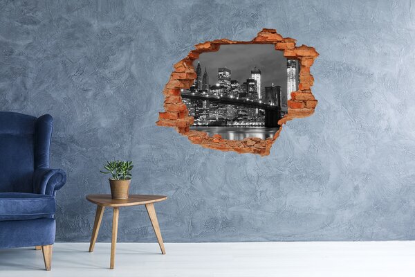 Fototapet 3D gaură în perete Vedere a orașului New York noaptea
