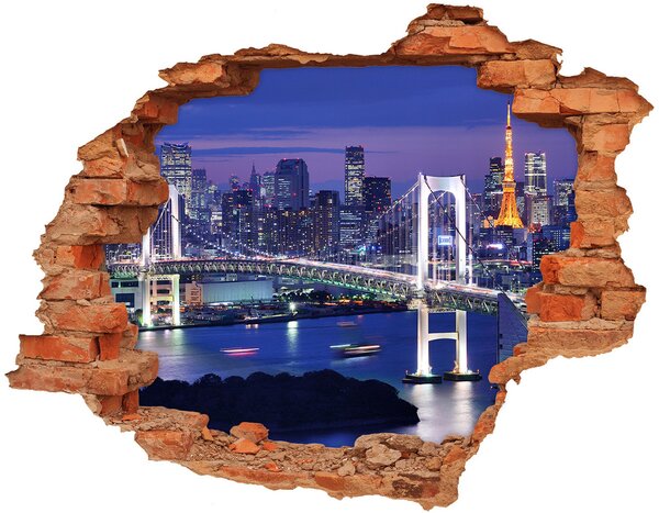 Autocolant un zid spart cu priveliște Podul din Tokyo