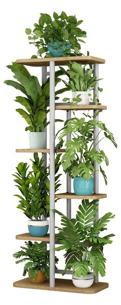 Suport de flori LEDOR TIP 2, stejar sonoma/alb, metal/DTD, 36x23.5x106 cm