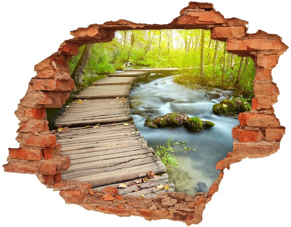 Autocolant de perete gaură 3D Un pârâu în pădure