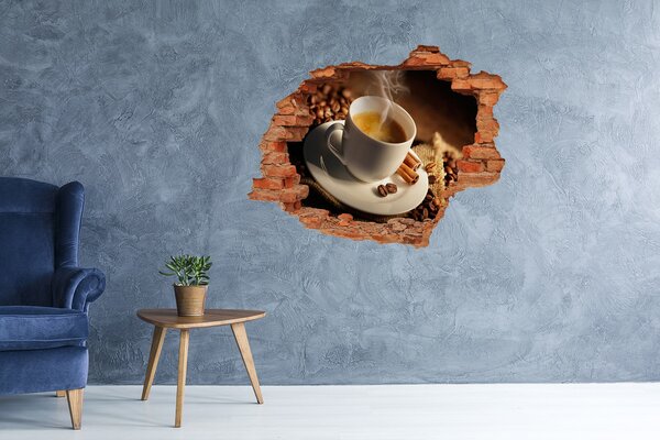Autocolant gaură 3D Cafea aromatică cu scorțișoară
