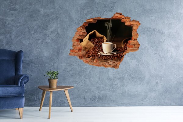 Autocolant gaură 3D Cafeaua în inima boabelor