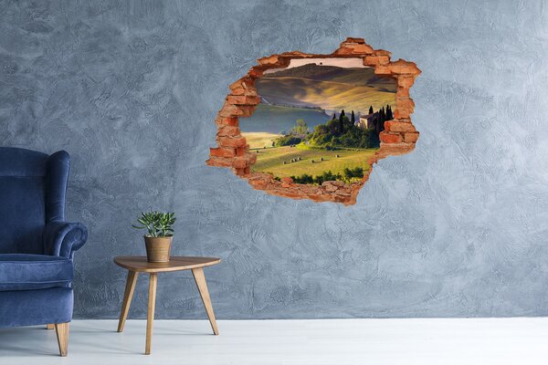 Fototapet 3D gaură în perete Peisajul idilic al Toscanei