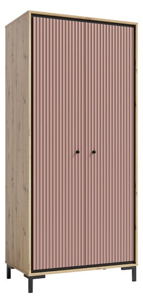 Dulap PARII PA01, stejar artisan/roz, PAL laminat, 89x54x196 cm