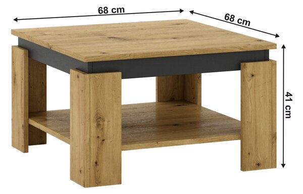 Masuta cafea LEJSY, stejar artisan/gri grafit, 68x68x41 cm