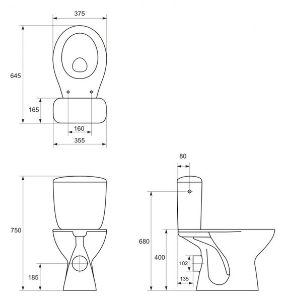 Cersanit PRESIDENT - WC combi + scaun antibacterian din duroplast, K08-038