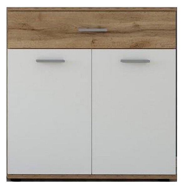 Comoda IRIA E, stejar wotan/alb, PAL melaminat, 80x35x84 cm