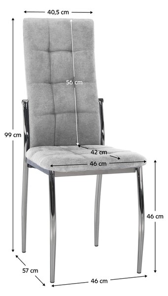Scaun ADORA 2 NEW, stofa clasica gri, 46x57x99 cm