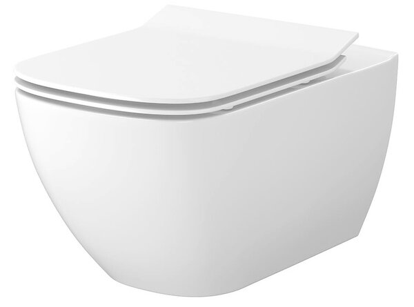 Cersanit Virgo, vas de toaletă suspendat CleanOn 56x36x37 cm cu scaun cu cădere lent, alb, S701-427