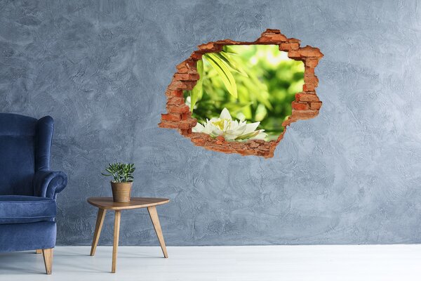 Autocolant gaură 3D O floare într-o grădină verde