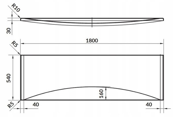Cersanit Virgo/Intro/Zen, panou frontal cadă 180cm, alb, S401-088