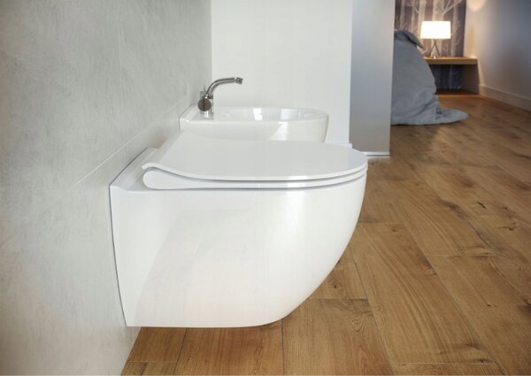 Cersanit Zen, vas de toaletă suspendat CleanOn 50x36x37 cm cu scaun cu cădere lent, alb, S701-428