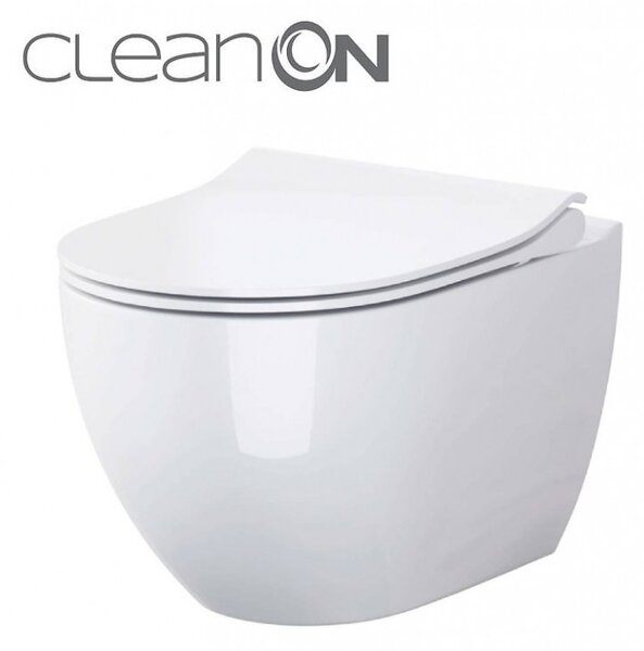 Cersanit Zen, vas de toaletă suspendat CleanOn 50x36x37 cm cu scaun cu cădere lent, alb, S701-428
