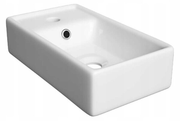 Erga Kim, dulap WC montat pe perete 39x21x60 cm + chiuveta ceramica 40 cm, alb lucios, ERG-207-D-04003+1406