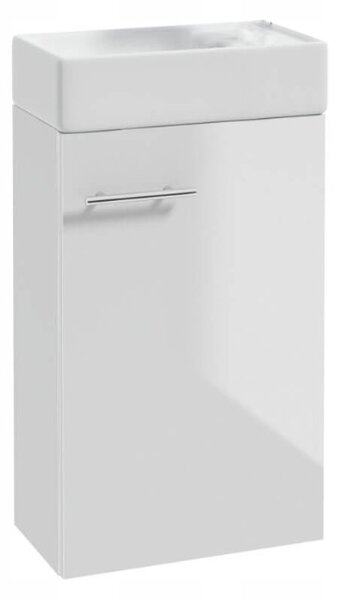 Erga Kim, dulap WC montat pe perete 39x21x60 cm + chiuveta ceramica 40 cm, alb lucios, ERG-207-D-04003+1406