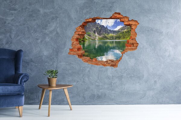 Fototapet 3D gaură în perete Lac de munte în vale