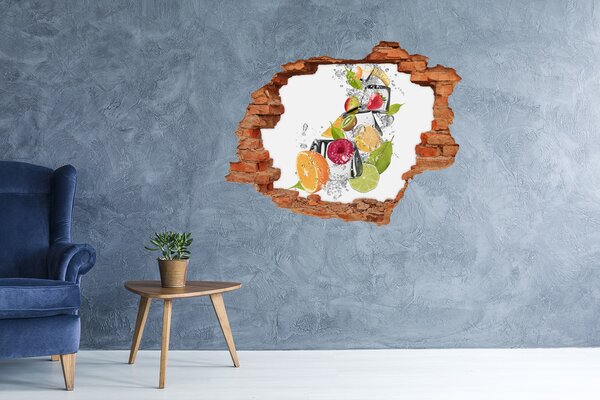 Fototapet 3D gaură în perete Cocktail de fructe cu gheață