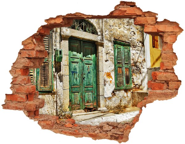 Autocolant 3D gaura cu priveliște străzile grecești